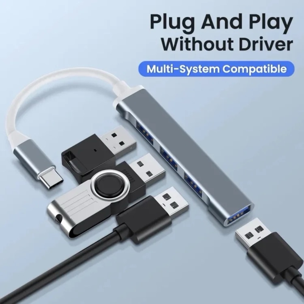 Slim USB C Hub with 4 USB 3.0 Ports Multiport Adapter for MacBook, Chromebook - Picture 3 of 8